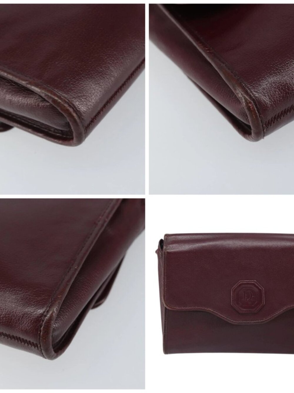 Christian Dior Shoulder Bag Leather Bordeaux Gold Auth - Picture 10 of 14